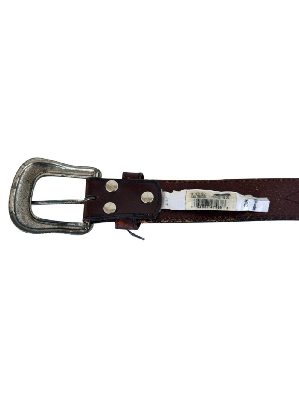 Vintage Wrangler Western Aztec Southwestern Brown Leather Belt Handmade Size 38 - Picture 10 of 11